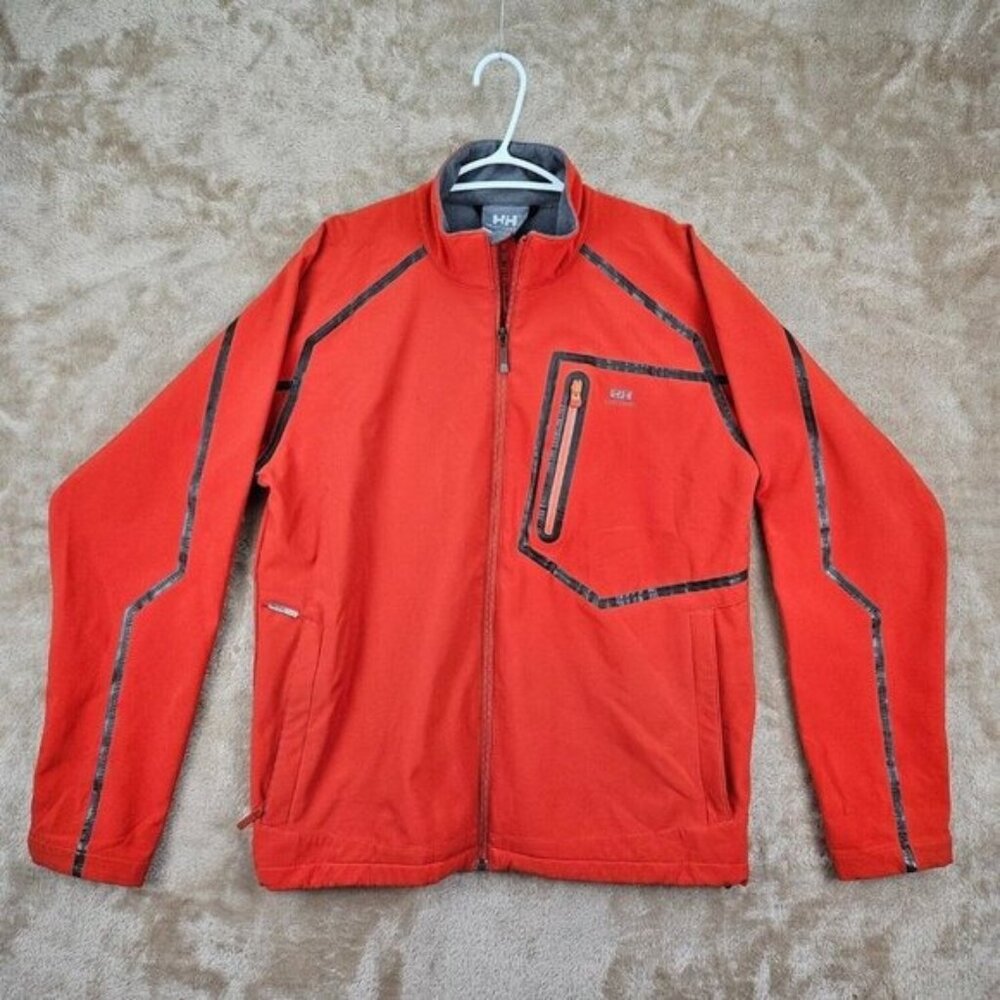 Helly Hansen Softshell Jacket Orange Full Zip Men's Size L Long Sleeve Outdoors